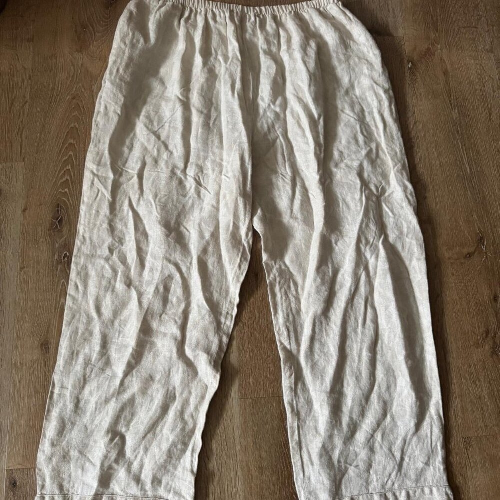 Shamask Cream/White Linen Wide Leg‎ Pants Size 3